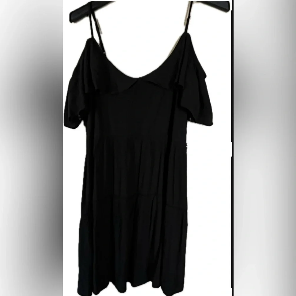 Black flutter sleeve dress with scoop neckline. New with tags. Women’s Size XL - Picture 5 of 8